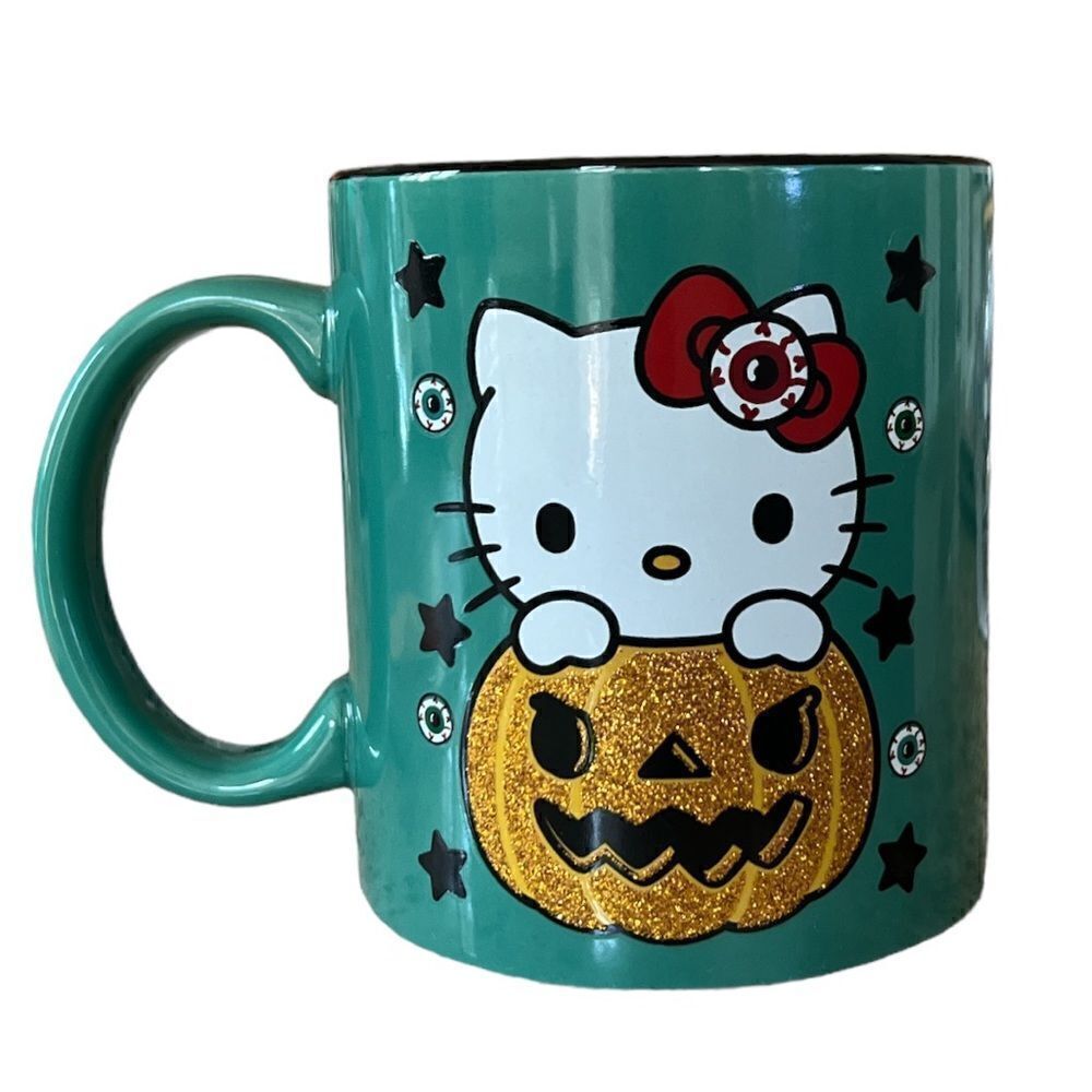 NEW!! Hello Kitty Sea Green Halloween Jack’ O Lantern Mug - Picture 4 of 5